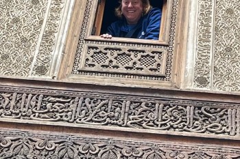 An American lady picture Attarine Medersa in Fez